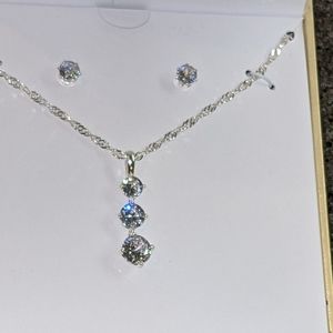 Diamond earring necklace set